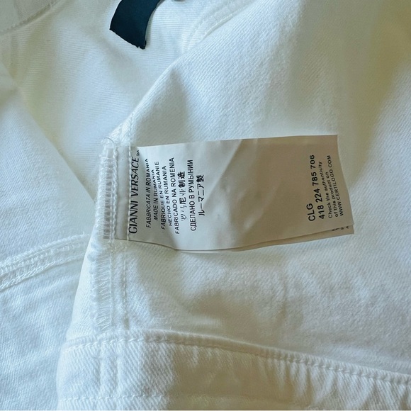 Rare! Versus Versace White Denim Jacket with Gold Lion Buttons, Sz 44 NWOT - Picture 11 of 16
